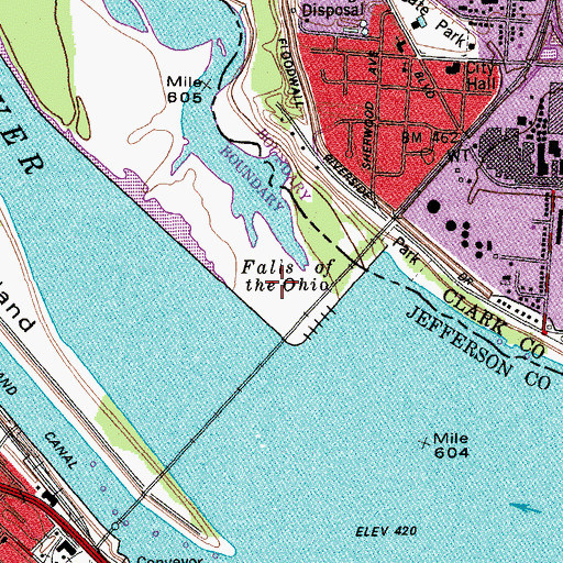 Topographic Map of Falls of the Ohio, KY