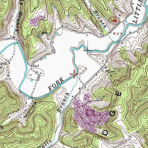 Topographic Map of Falls Branch, KY