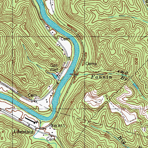 Topographic Map of Fannin Branch, KY