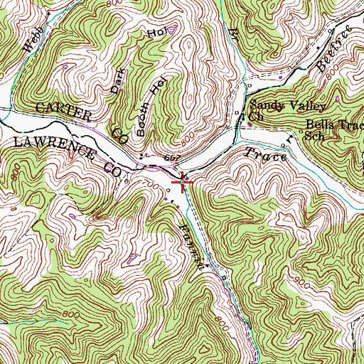 Topographic Map of Fannin Branch, KY