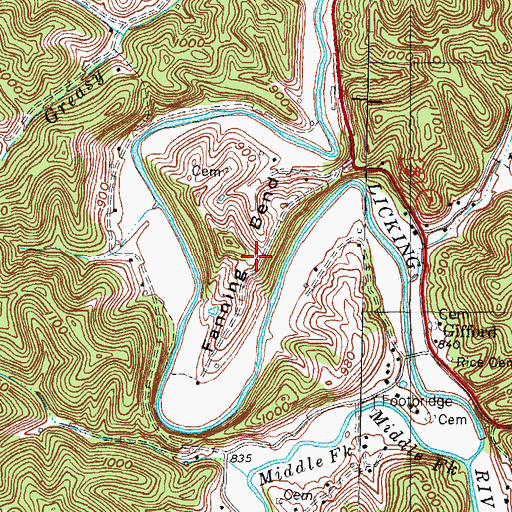 Topographic Map of Fanning Bend, KY