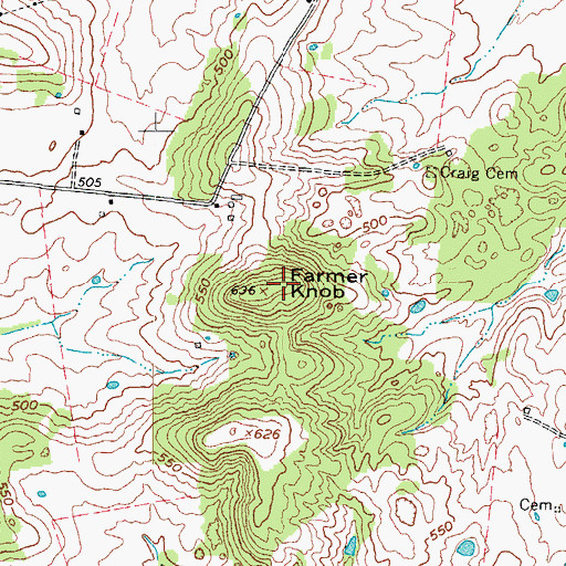 Topographic Map of Farmer Knob, KY