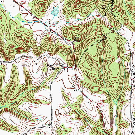 Topographic Map of Farmers Chapel, KY