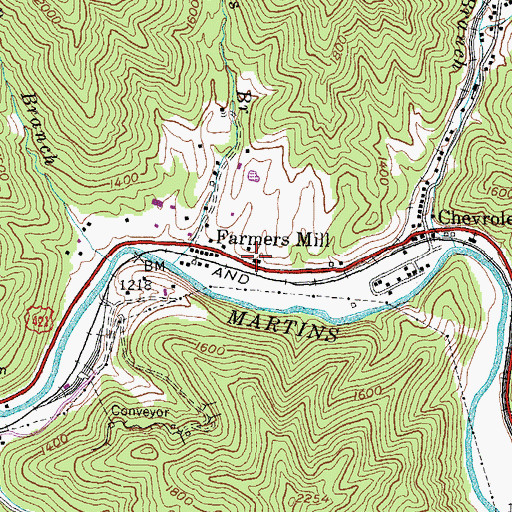 Topographic Map of Farmers Mill, KY