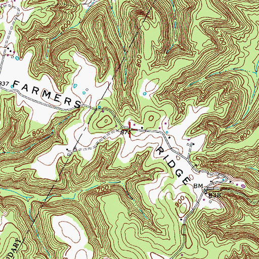 Topographic Map of Farmers Ridge, KY