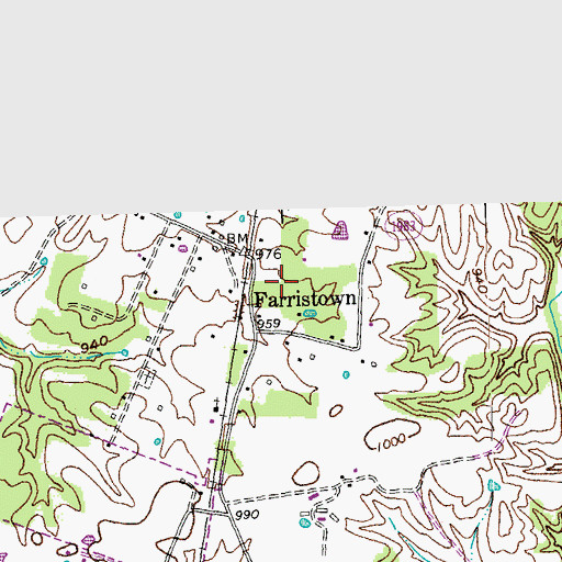 Topographic Map of Farristown, KY