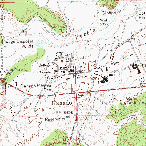 Topographic Map of Ganado, AZ