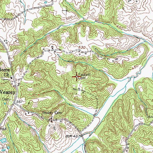 Topographic Map of Faucett Cemetery, KY
