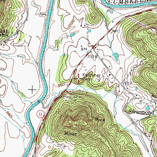 Topographic Map of Faulkner Cemetery, KY