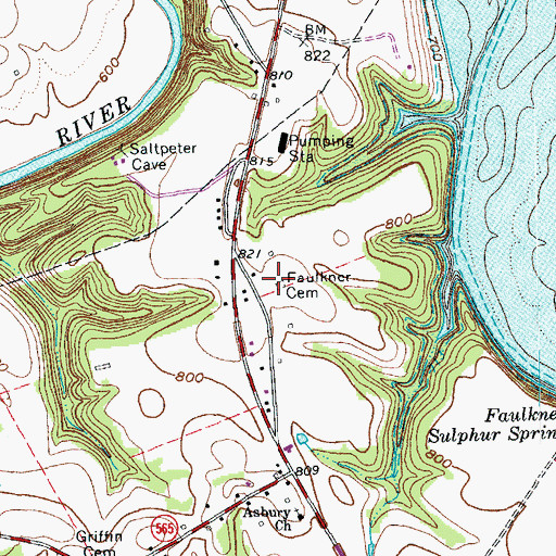Topographic Map of Faulkner Cemetery, KY