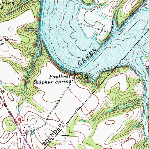 Topographic Map of Faulkner Sulphur Spring, KY