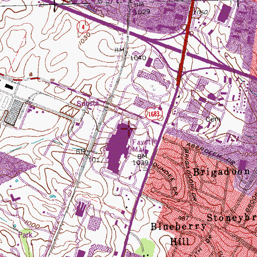 Topographic Map of Fayette Mall, KY