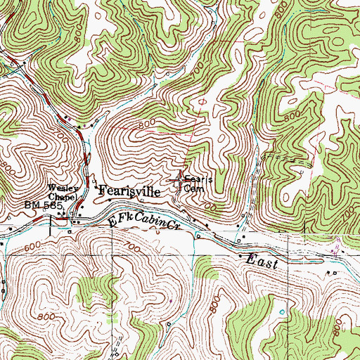 Topographic Map of Fearis Cemetery, KY
