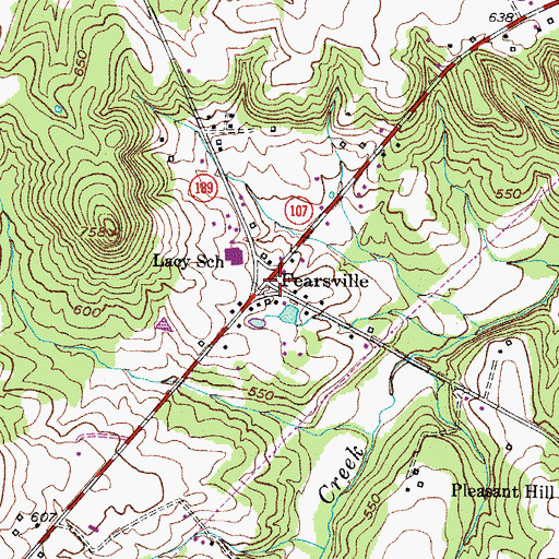 Topographic Map of Fearsville, KY