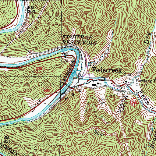 Topographic Map of Feds Creek, KY