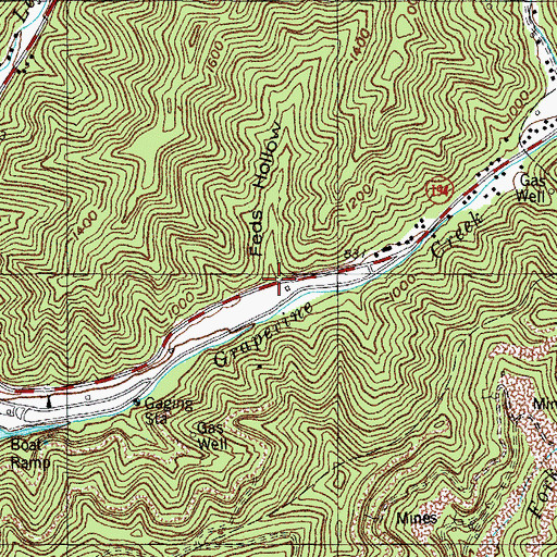 Topographic Map of Feds Hollow, KY