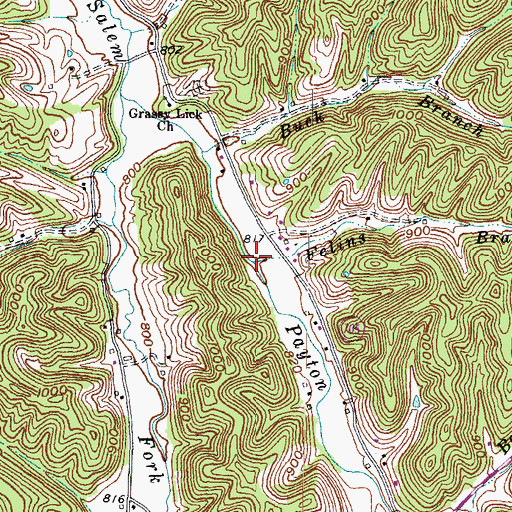 Topographic Map of Felins Branch, KY