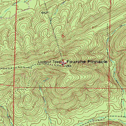 Topographic Map of Fourche Pinnacle, AR