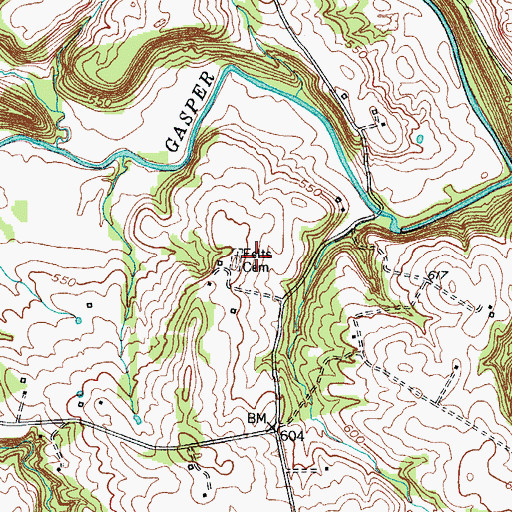 Topographic Map of Felts Cemetery, KY