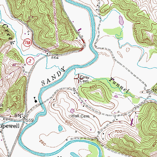 Topographic Map of Felty Cemetery, KY