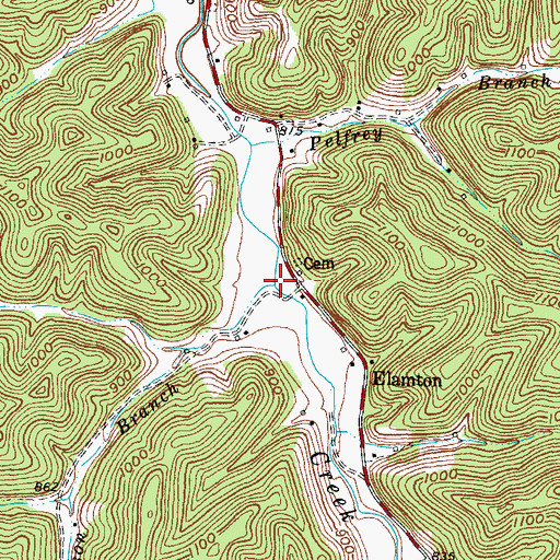 Topographic Map of Ferguson Branch, KY
