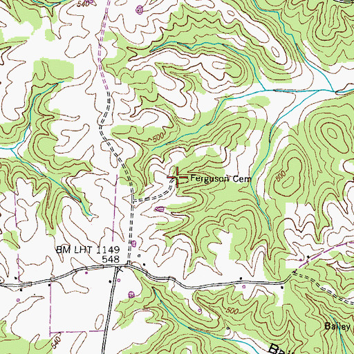 Topographic Map of Ferguson Cemetery, KY