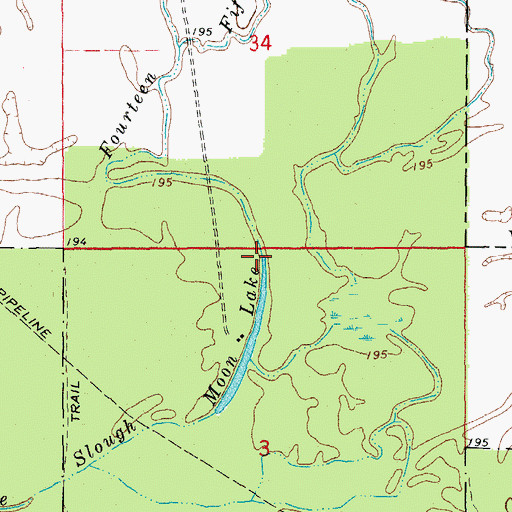 Topographic Map of Fourteen Slough, AR
