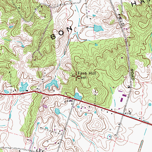 Topographic Map of Fern Hill Cemetery, KY