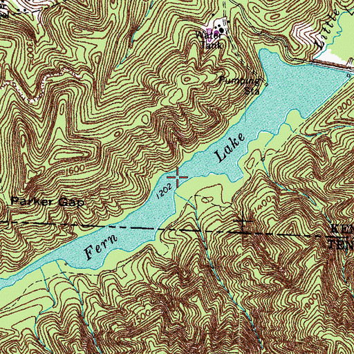Topographic Map of Fern Lake, KY