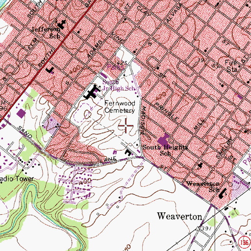 Topographic Map of Fernwood Cemetery, KY