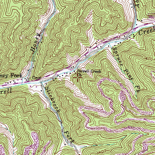 Topographic Map of Ferrell Creek Church, KY