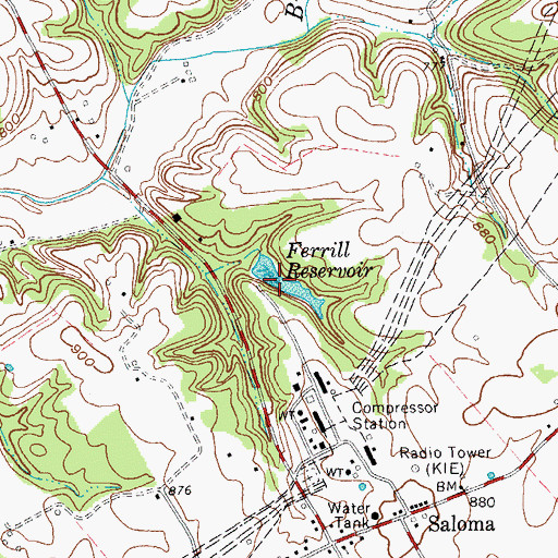 Topographic Map of Ferrill Reservoir, KY