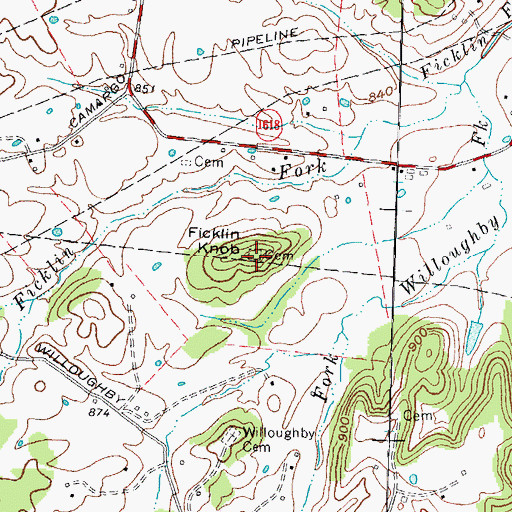 Topographic Map of Ficklin Knob, KY