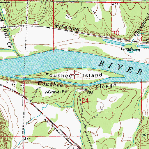 Topographic Map of Foushee Island, AR