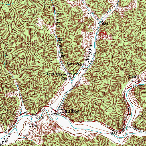 Topographic Map of Field Branch Cemetery, KY