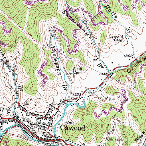 Topographic Map of Field Cemetery, KY