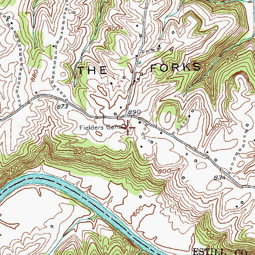 Topographic Map of Fielders Cemetery, KY