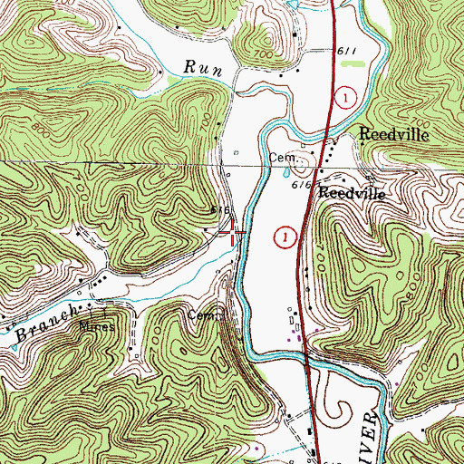 Topographic Map of Fields Branch, KY