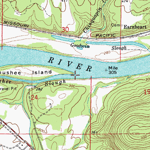Topographic Map of Foushee Slough, AR
