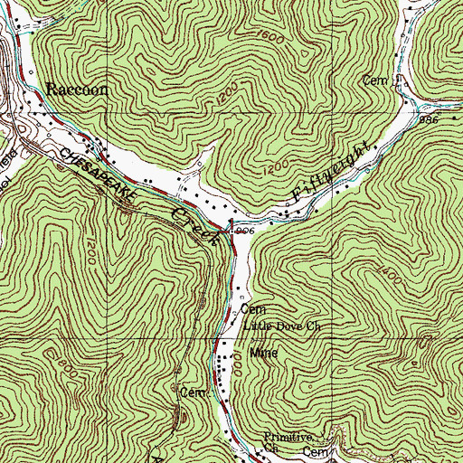 Topographic Map of Fiftyeight Branch, KY