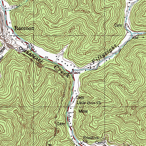 Topographic Map of Fiftyeight Branch, KY