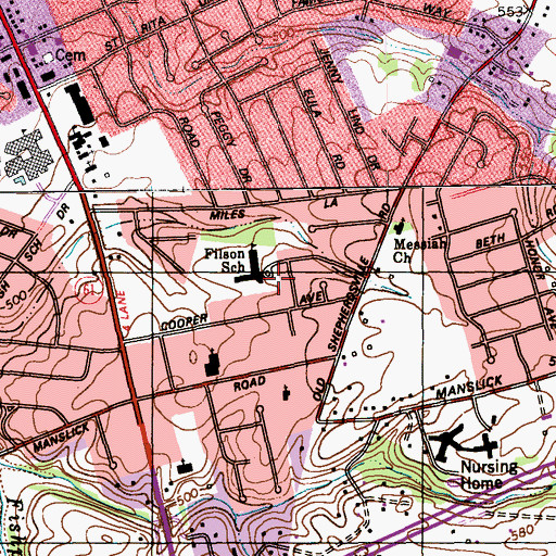 Topographic Map of Filson School, KY