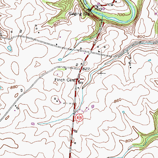 Topographic Map of Finch Cemetery, KY