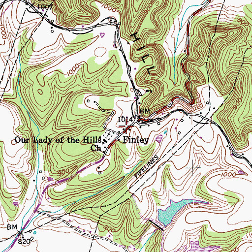 Topographic Map of Finley, KY