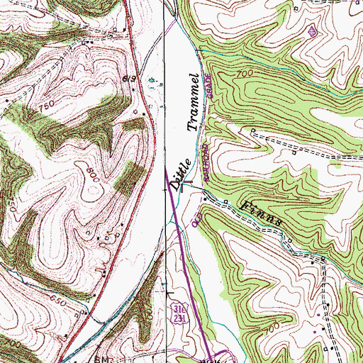 Topographic Map of Finns River, KY