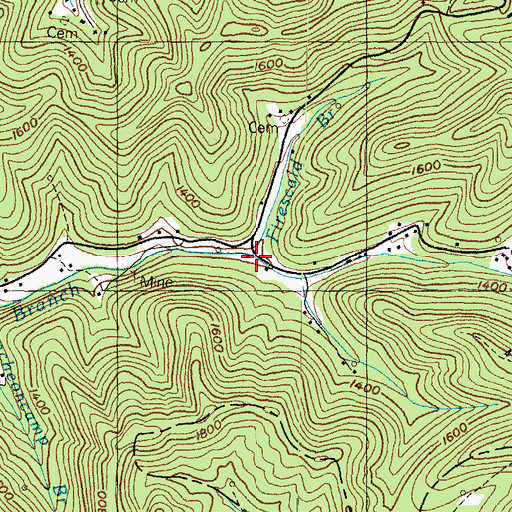 Topographic Map of Firescald Branch, KY