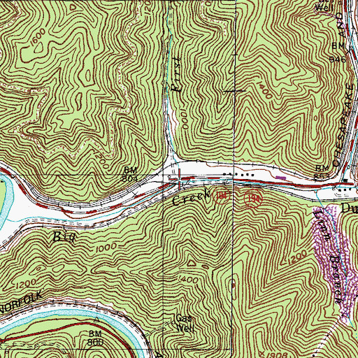 Topographic Map of First Fork Big Creek, KY