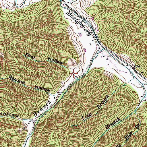 Topographic Map of First Hollow, KY