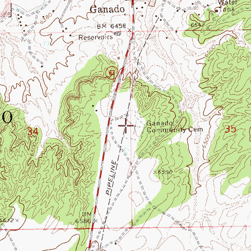 Topographic Map of Ganado Community Cemetery, AZ