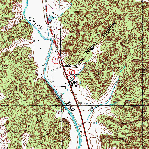 Topographic Map of First Night Hollow, KY